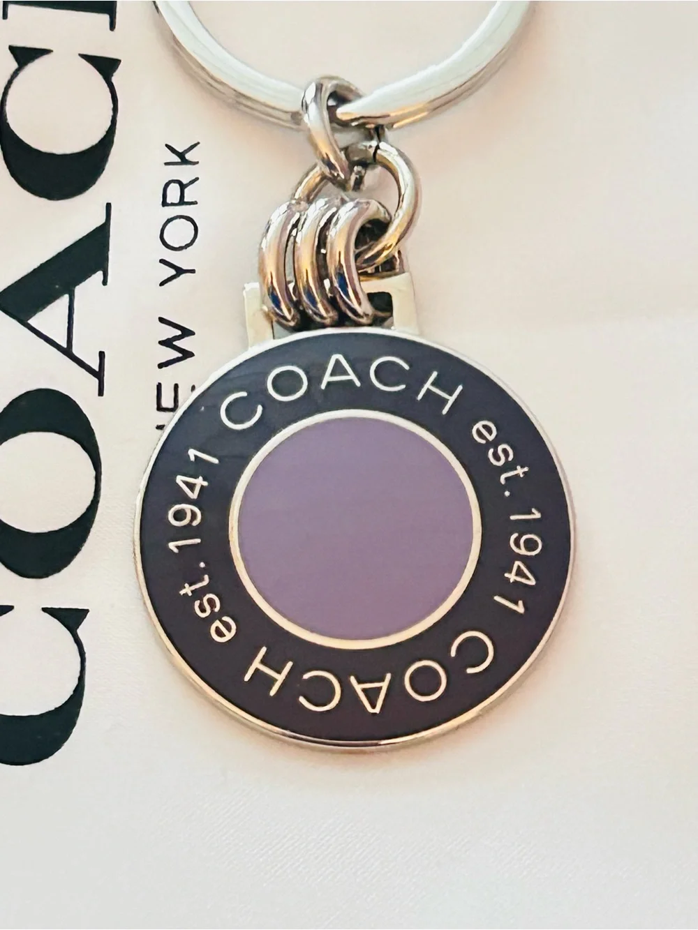 RARE Coach Y2K Est. 1941 Purple & Navy Blue Enamel Keychain/ Bag charm